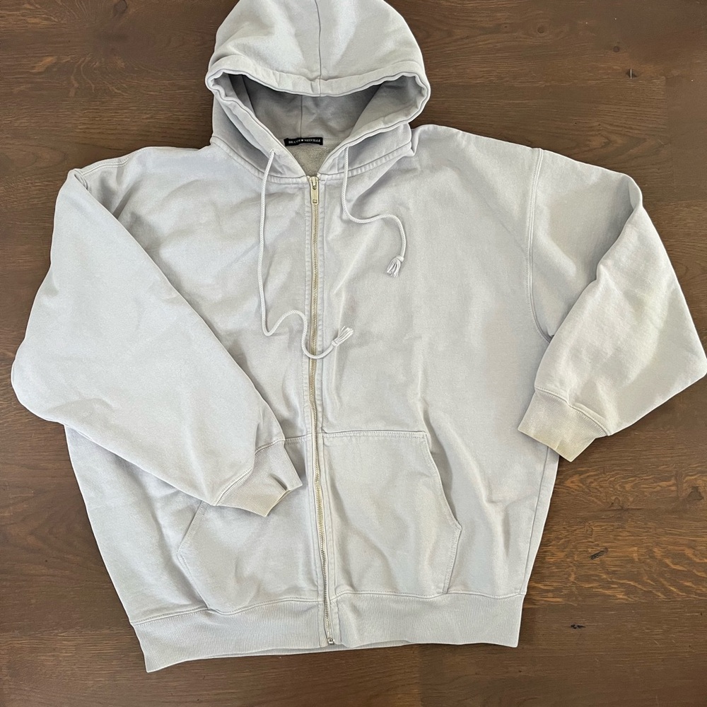 Brandy Melville Zip-Up Light Blue Sweatshirt Hoodie